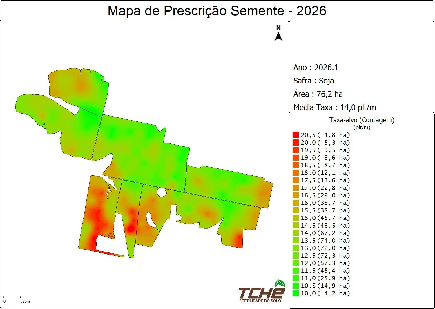 Mapa técnico de prescrição de sementes em taxa variável